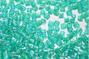 Hexagon Toho Seed Beads Inside Color Aqua 8/0 - 10gr