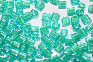 Hexagon Toho Seed Beads Inside Color Aqua 8/0 - 10gr