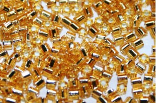 Hexagon Toho Seed Beads Silver Lined Light Topaz 11/0 - 10gr