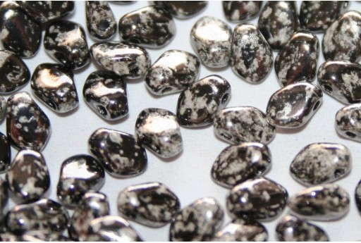 Czech Glass Beads Gekko® Jet Antique Chrome 3x5mm - 5gr 2