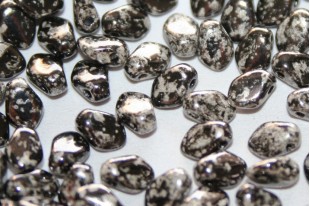 Czech Glass Beads Gekko® Jet Antique Chrome 3x5mm - 5gr