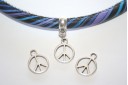 Silver Peace Sign Pendant 12x16mm  - 4pcs