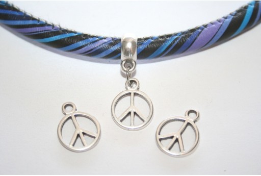 Silver Peace Sign Pendant 12x16mm  - 4pcs