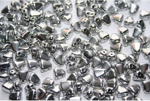 Czech Glass Beads NIB-BIT Silver 6x5mm - 10gr