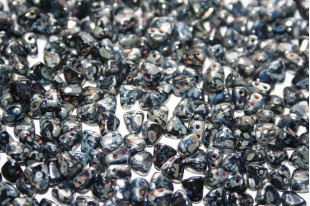 Czech Glass Beads NIB-BIT Jet Silver Picasso 6x5mm - 10gr