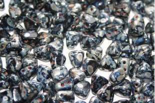 Czech Glass Beads NIB-BIT Jet Silver Picasso 6x5mm - 10gr