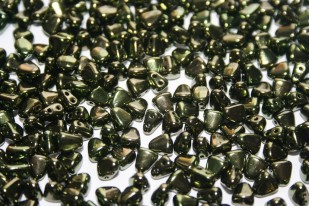 Czech Glass Beads NIB-BIT Luster Metallic Olivine 6x5mm - 10gr