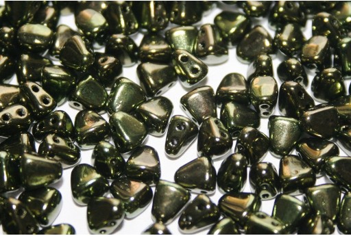 Czech Glass Beads NIB-BIT Luster Metallic Olivine 6x5mm - 10gr 2