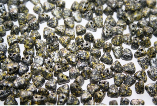 Czech Glass Beads NIB-BIT Tweedy Yellow 6x5mm - 10gr