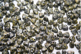 Czech Glass Beads NIB-BIT Tweedy Yellow 6x5mm - 10gr