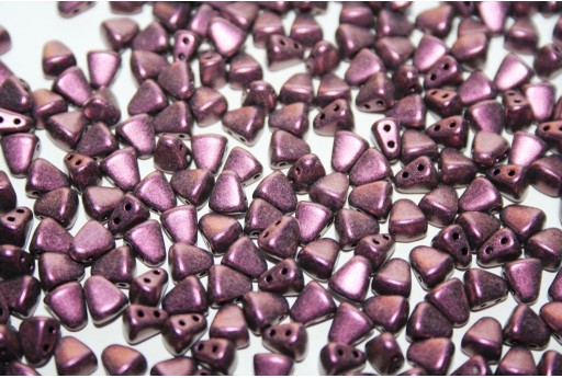 Czech Glass Beads NIB-BIT Metallic Suede Pink 6x5mm - 10gr