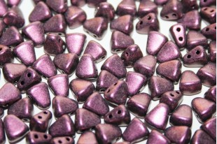 Czech Glass Beads NIB-BIT Metallic Suede Pink 6x5mm - 10gr