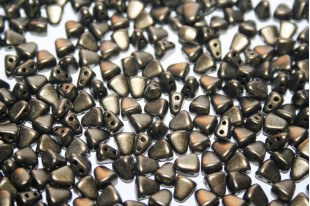 Czech Glass Beads NIB-BIT Metallic Suede Dark Green 6x5mm - 10gr