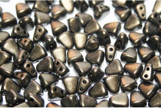 Czech Glass Beads NIB-BIT Metallic Suede Dark Green 6x5mm - 10gr 2