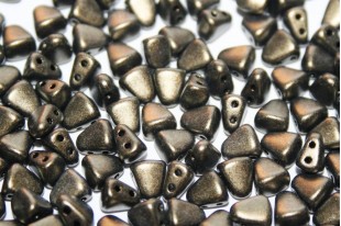Czech Glass Beads NIB-BIT Metallic Suede Dark Green 6x5mm - 10gr