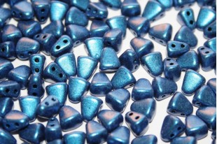 Czech Glass Beads NIB-BIT Metallic Suede Blue 6x5mm - 10gr