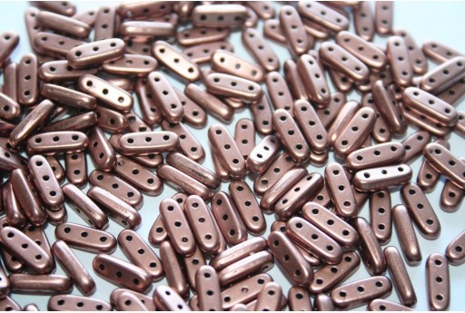 Czech Glass Beads Beam Matte Metallic Bronze Copper 10x3mm - 5gr