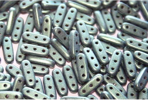 Czech Glass Beads Beam Metallic Suede Light Green 10x3mm - 5gr 2