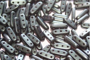 Czech Glass Beads Beam Metallic Suede Dark Forest 10x3mm - 5gr