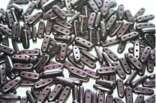 Czech Glass Beads Beam Metallic Suede Dark Plum 10x3mm - 5gr
