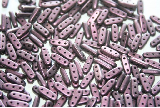 Czech Glass Beads Beam Metallic Suede Pink 10x3mm - 5gr