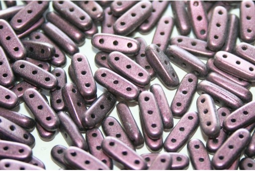 Czech Glass Beads Beam Metallic Suede Pink 10x3mm - 5gr 2