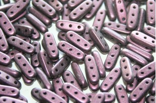 Czech Glass Beads Beam Metallic Suede Pink 10x3mm - 5gr