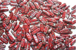 Czech Glass Beads Beam Opaque Red Picasso 10x3mm - 5gr