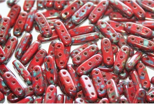 Czech Glass Beads Beam Opaque Red Picasso 10x3mm - 5gr 2