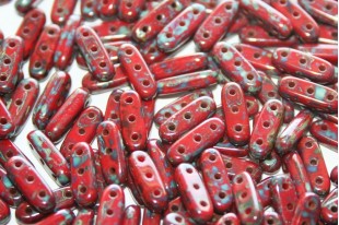 Czech Glass Beads Beam Opaque Red Picasso 10x3mm - 5gr