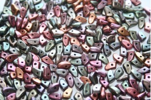 Czech Glass Beads Prong Matte Metallic Bronze Iris 3x6mm - 5gr