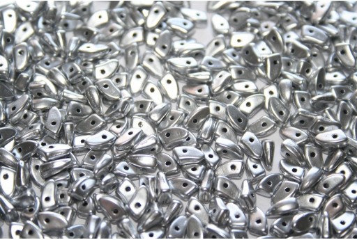 Czech Glass Beads Prong Matte Metallic Silver 3x6mm - 5gr