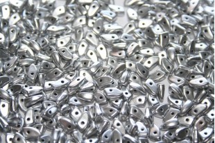 Czech Glass Beads Prong Matte Metallic Silver 3x6mm - 5gr