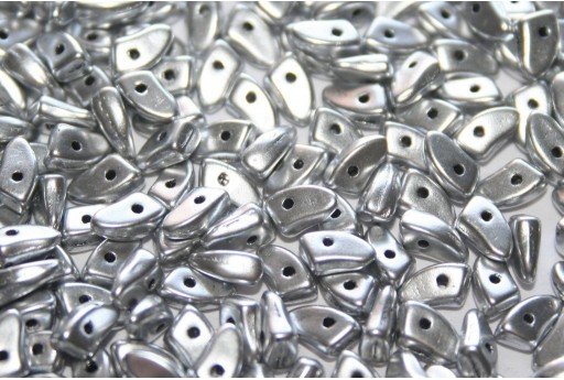 Czech Glass Beads Prong Matte Metallic Silver 3x6mm - 5gr 2