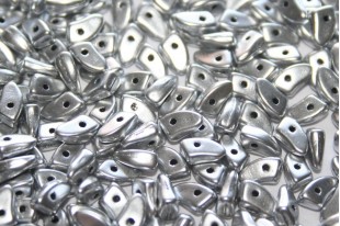 Czech Glass Beads Prong Matte Metallic Silver 3x6mm - 5gr