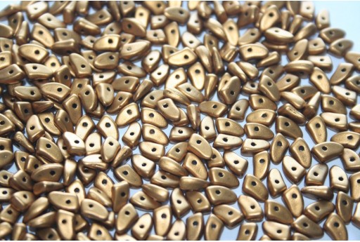 Czech Glass Beads Prong Matte Metallic Goldenrod 3x6mm - 5gr