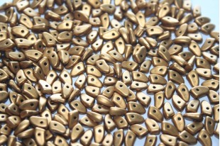 Czech Glass Beads Prong Matte Metallic Goldenrod 3x6mm - 5gr