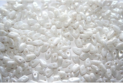 Czech Glass Beads Prong Luster Opaque White 3x6mm - 5gr