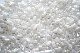 Czech Glass Beads Prong Luster Opaque White 3x6mm - 5gr