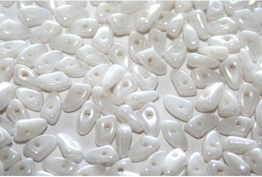 Czech Glass Beads Prong Luster Opaque White 3x6mm - 5gr 2