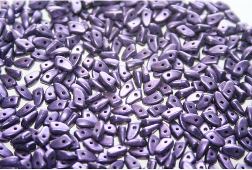 Czech Glass Beads Prong Metallic Suede Purple 3x6mm - 5gr