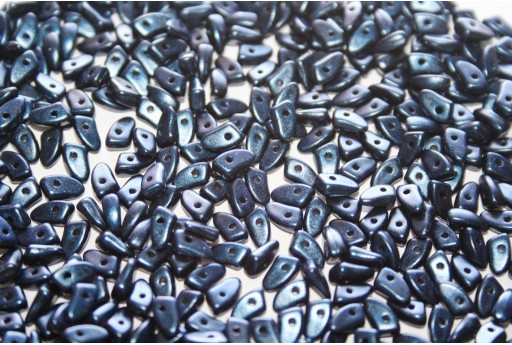 Czech Glass Beads Prong Metallic Suede Dark Blue 3x6mm - 5gr