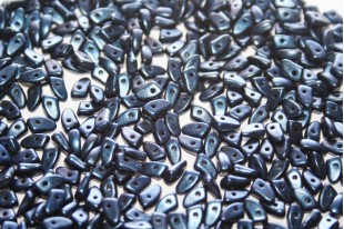 Czech Glass Beads Prong Metallic Suede Dark Blue 3x6mm - 5gr