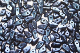 Czech Glass Beads Prong Metallic Suede Dark Blue 3x6mm - 5gr