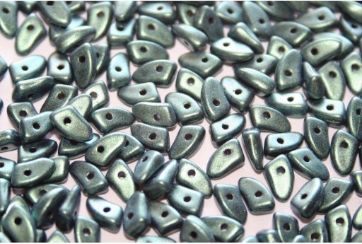 Czech Glass Beads Prong Metallic Suede Light Green 3x6mm - 5gr 2
