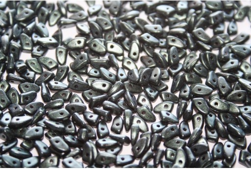 Czech Glass Beads Prong Metallic Suede Dark Forest 3x6mm - 5gr