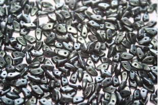 Czech Glass Beads Prong Metallic Suede Dark Forest 3x6mm - 5gr