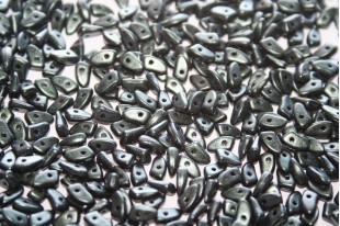 Czech Glass Beads Prong Metallic Suede Dark Forest 3x6mm - 5gr