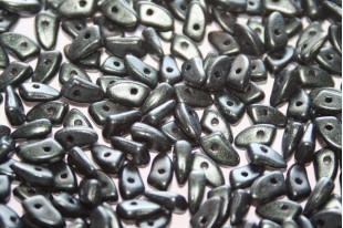 Czech Glass Beads Prong Metallic Suede Dark Forest 3x6mm - 5gr