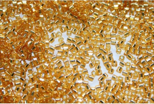 Hexagon Toho Seed Beads Silver Lined Med Topaz 11/0 - 10gr
